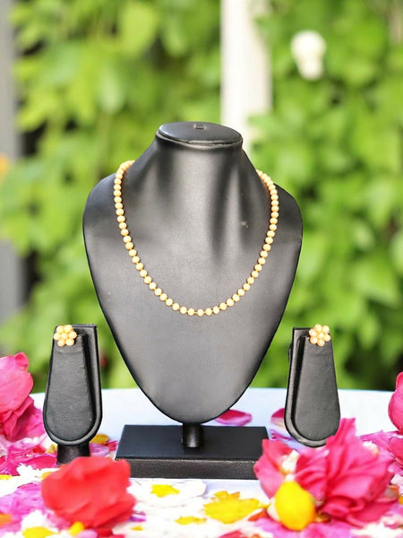 Inhanns Crystal Bloom – Single Line Necklace + Studs - Peach