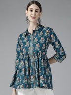 Yufta Blue Floral Print Top