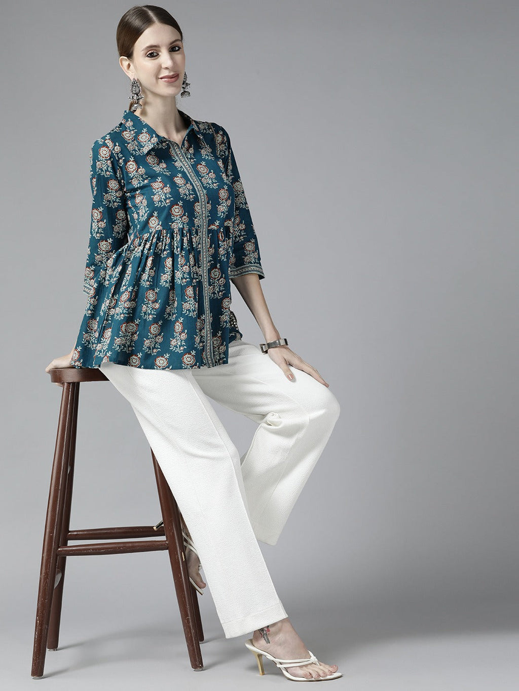 Yufta Blue Floral Print Top