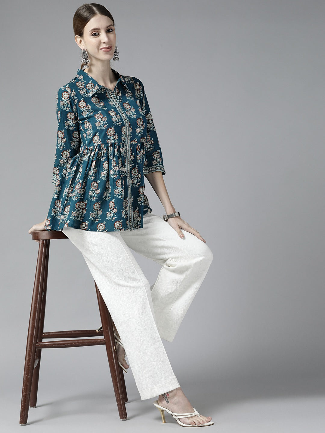 Yufta Blue Floral Print Top