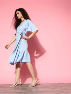 Yufta Blue Floral Tiered Dress - Distacart