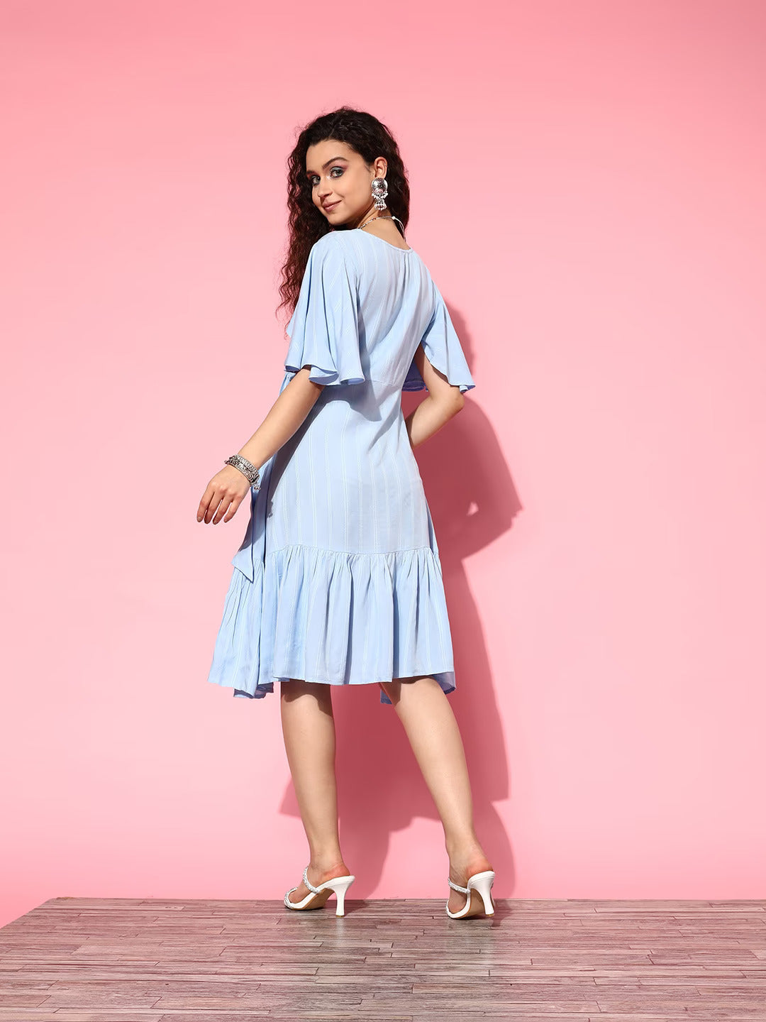 Yufta Blue Floral Tiered Dress - Distacart
