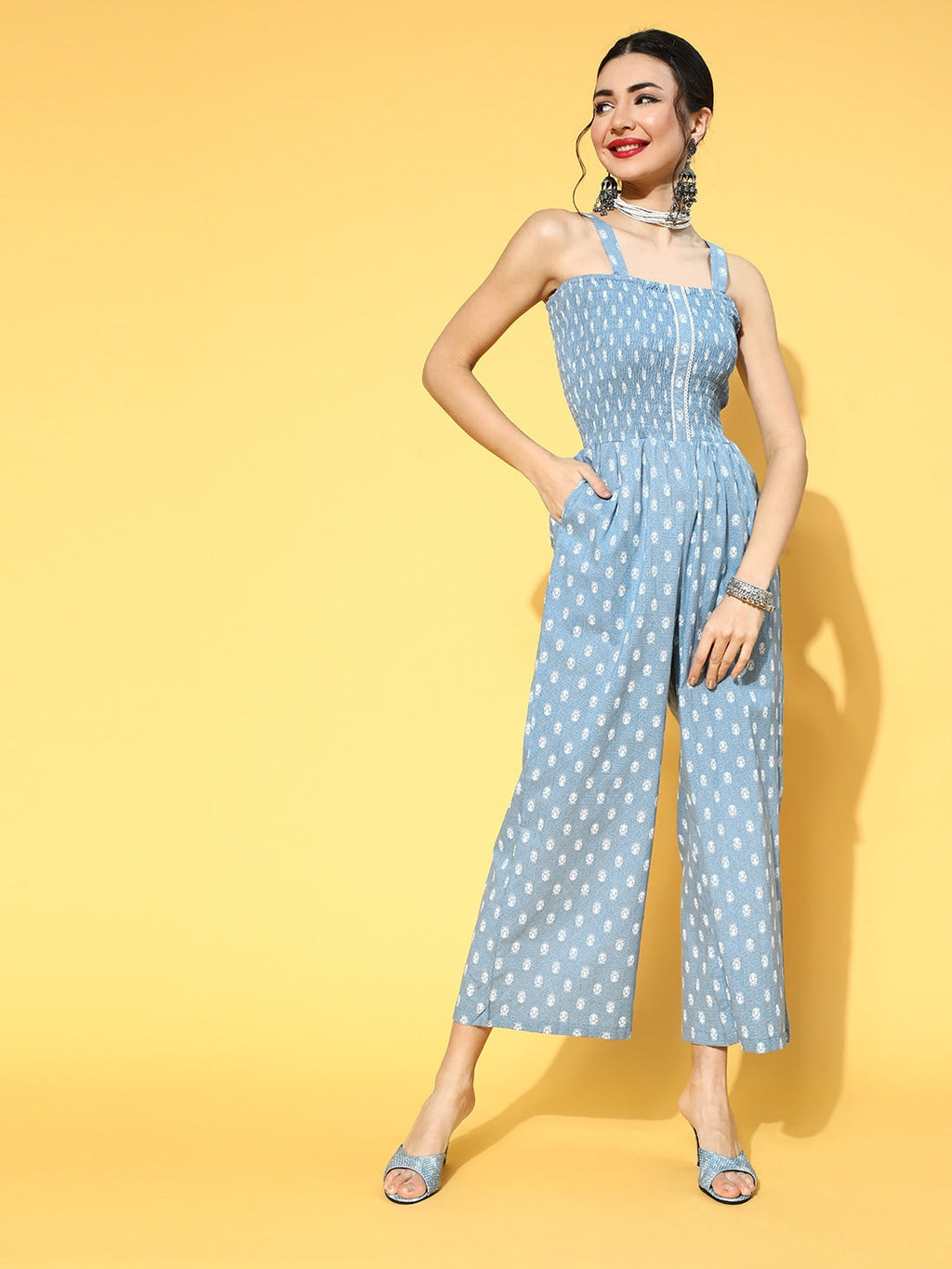 Yufta Blue Printed Jumpsuit