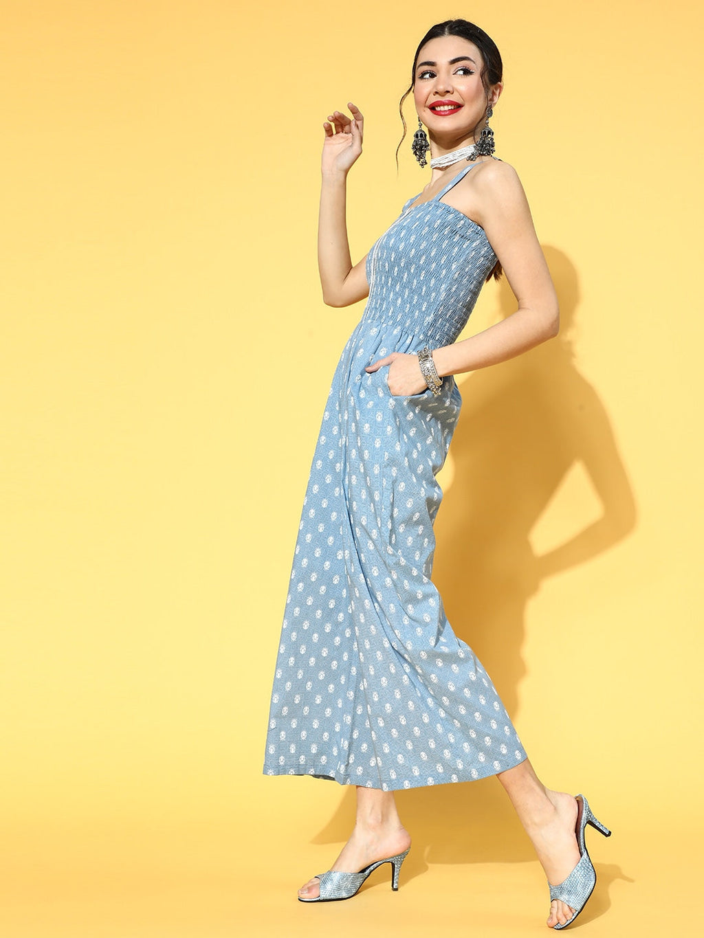 Yufta Blue Printed Jumpsuit