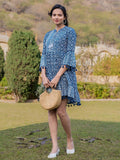 Yufta Blue Pure Cotton Ethnic Motifs Less Border Tassels Were Dress - Distacart