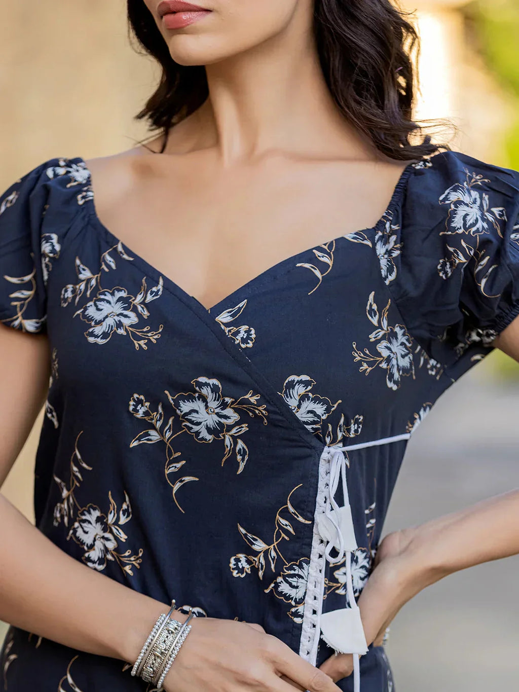 Yufta Blue Wrap Dress - Distacart