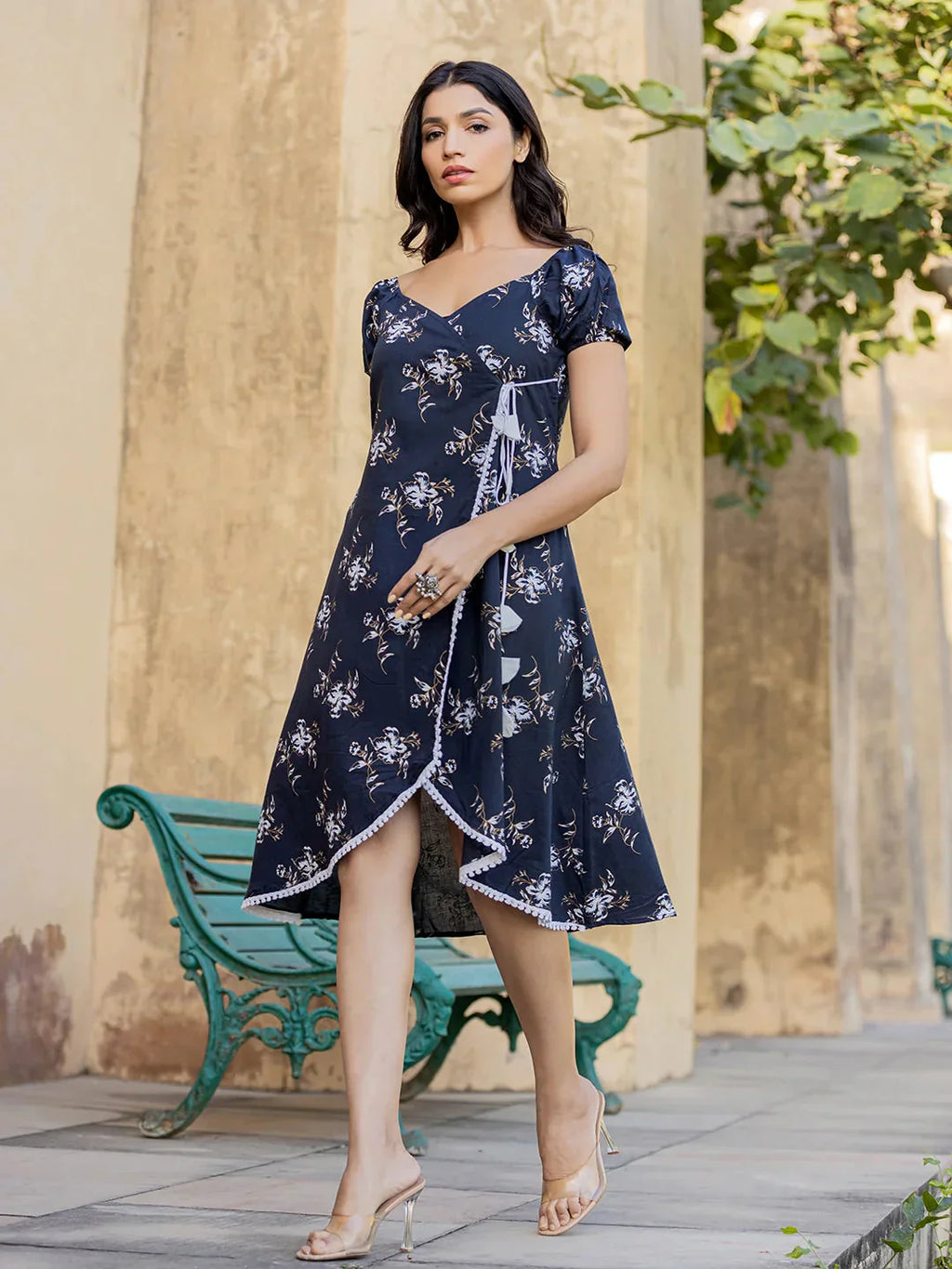 Yufta Blue Wrap Dress - Distacart