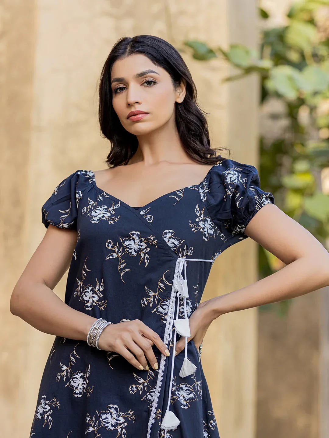 Yufta Blue Wrap Dress - Distacart