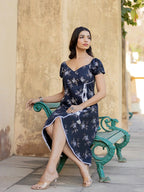 Yufta Blue Wrap Dress - Distacart