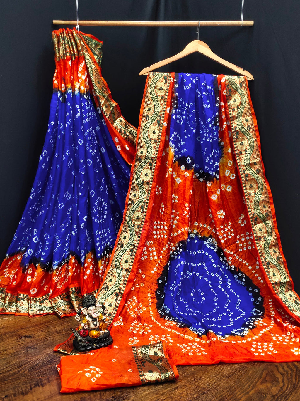 Lorenvalley Premium Pure Bandhej Tapeta Soft light weight silk saree with zari weaving Border - Multicolor