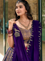 Lorenvalley Blue Kanjivaram Silk Zari Weaving Lehenga Choli with Dupatta
