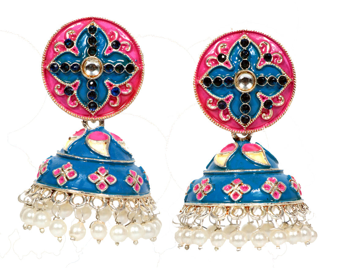 Elite Trading Blue Meenakari jhumka-Big Size - Distacart