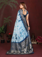 Anaita Blue Zari Weaving Work Satin Silk Saree With Blouse - Distacart