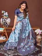 Anaita Blue Banarasi Silk Saree With Blouse - Distacart