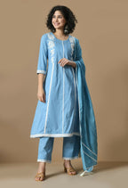 Joban Fashion L.Blue Cotton Kurta Set