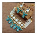 Joban Fashion Sky Blue Kundan Work Necklace Set