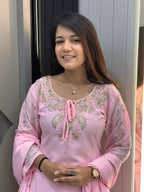 Anaita Peach Crape Readymade Kurti Set with Beads Sequence Work - Distacart