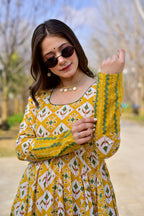 Aayaa Pure Muslin Gown With Heavy Digital Print - Multi Color - Distacart