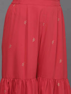 Ahalyaa Women Floral Printed Tunic with Palazzos - Red Color