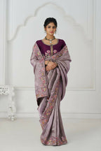 Kesar Fab Stunning Mauve Color With Multi-Thread And Sequins Embroidery Saree