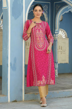 Juniper Women's Fuchsia Rayon Staple Placement Printed A-Line Kurta - Distacart