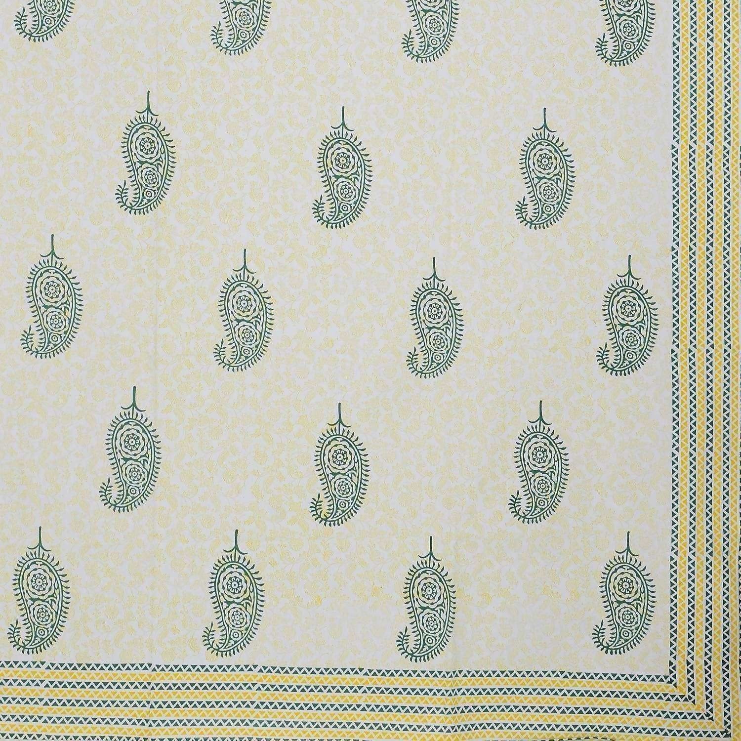 Hand Block Printed Double/Queen 230x270 Cms Bedsheet with 2 Pillow Covers