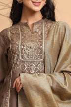 Juniper Women's Brown Rayon Printed Straight Kurta Set - Distacart