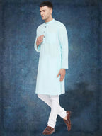 Even Apparels Men's Pure Cotton Blue Kurta