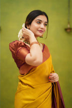 DEIANA'S Beautiful Designer Golden zari Soft Lichi Silk Saree - Yellow