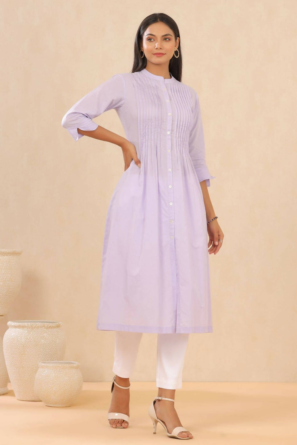 Juniper Women Lilac Cambric Solid A-Line Kurta - Distacart