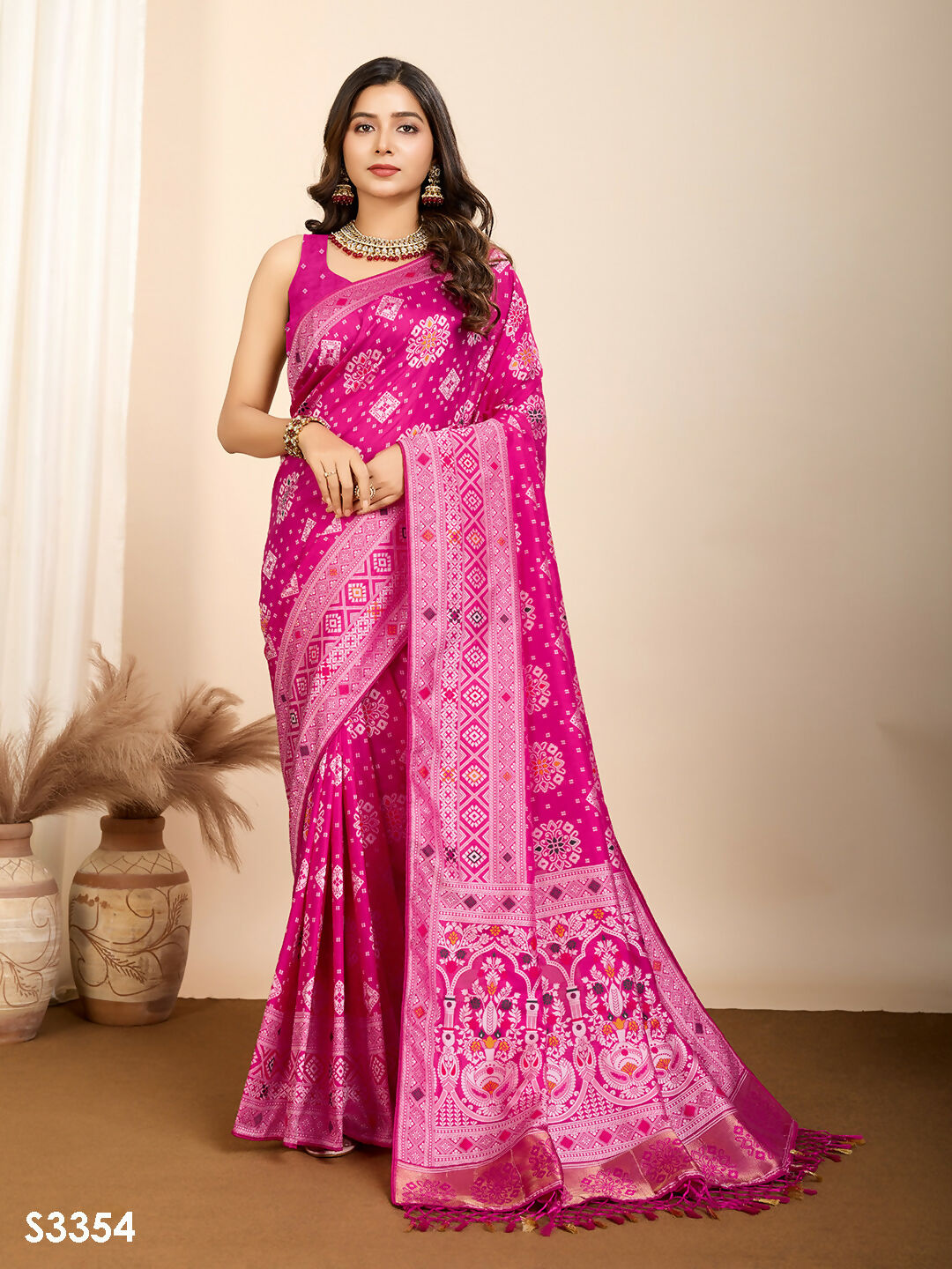 Pink Soft Silk Woven Meenakari Designer Saree - Vedanti