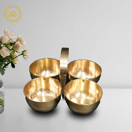 Brass Chowmukh Haldi Kumkum Holder