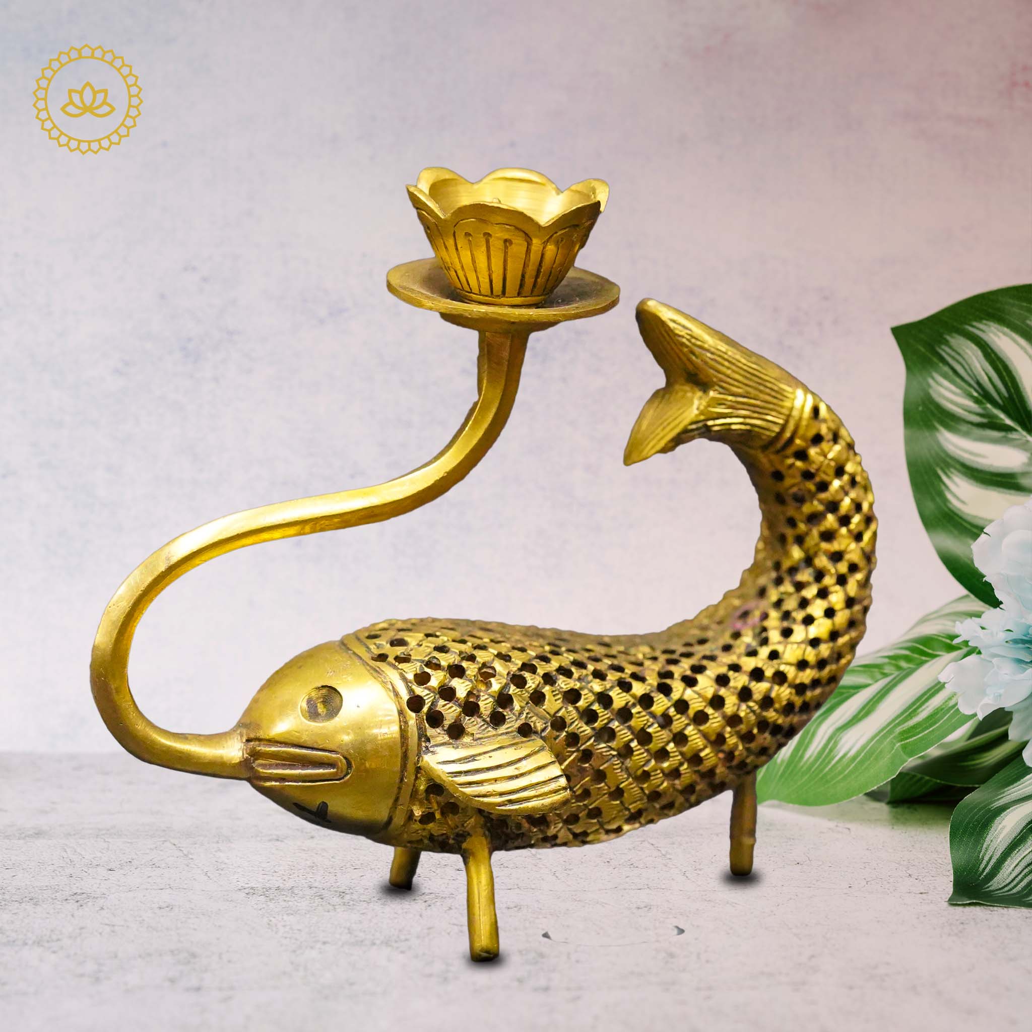 Brass Fish Candle Stand: Coastal Charm for Homes