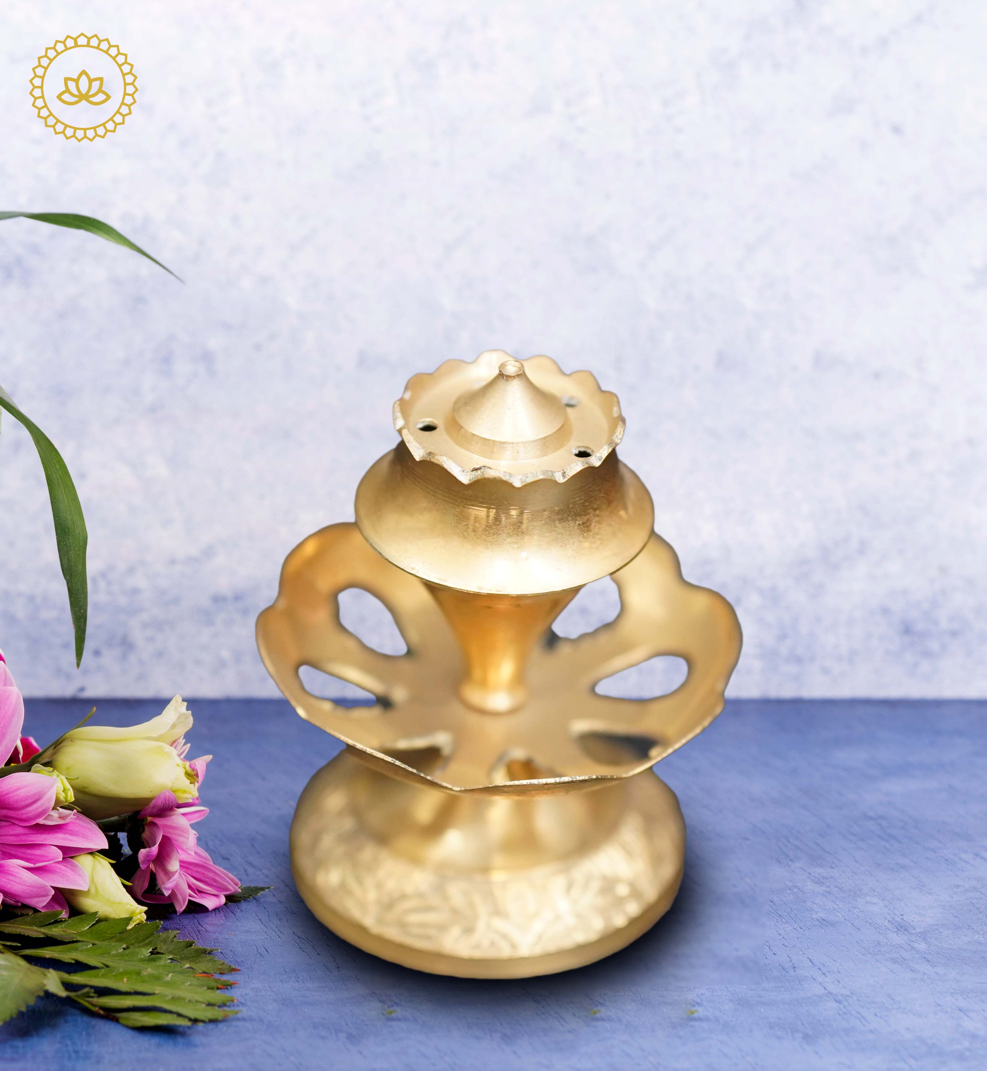 Brass Hibiscus Flower Agarbatti Stand