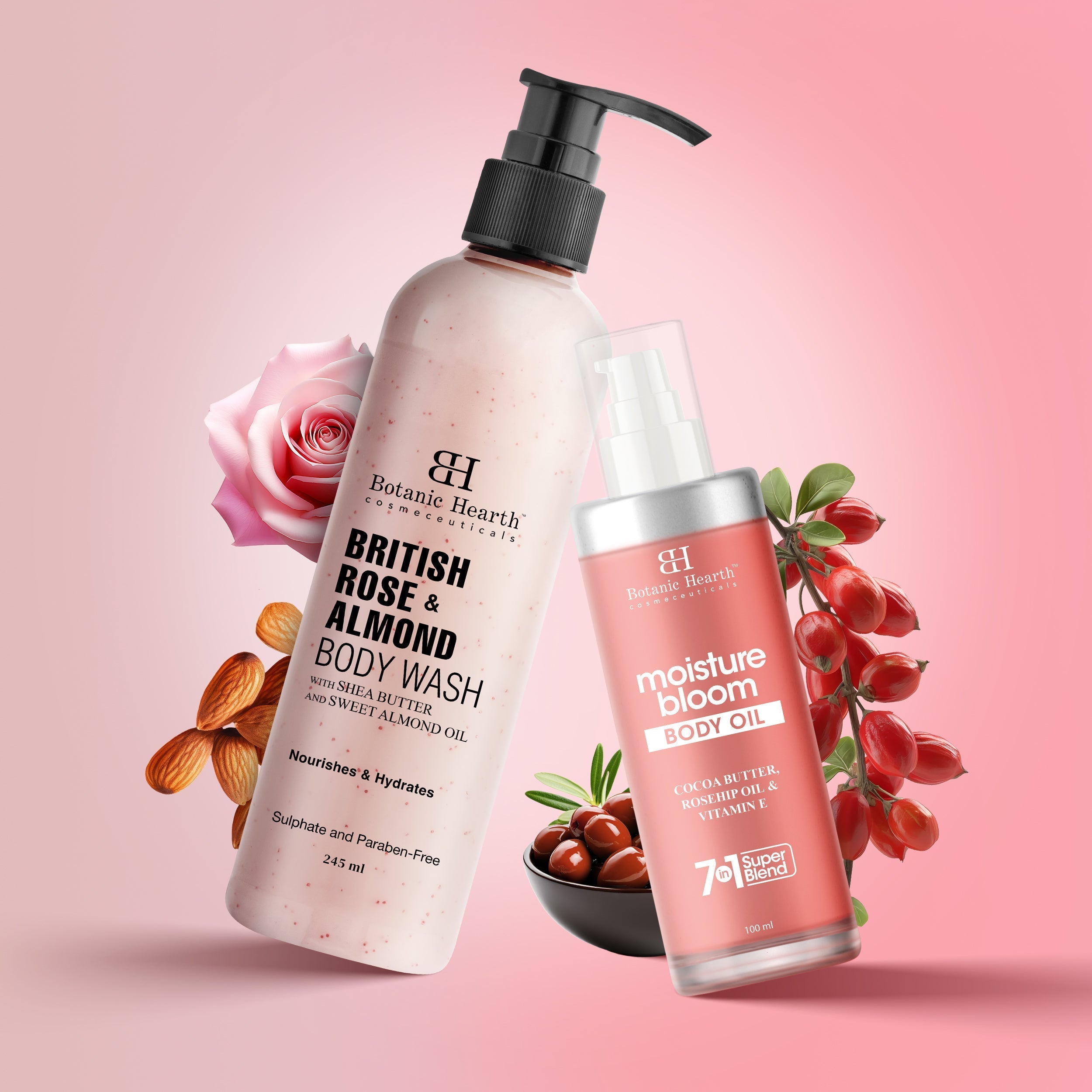 Botanic Hearth British Rose Bodywash & Moisture Bloom Body Oil
