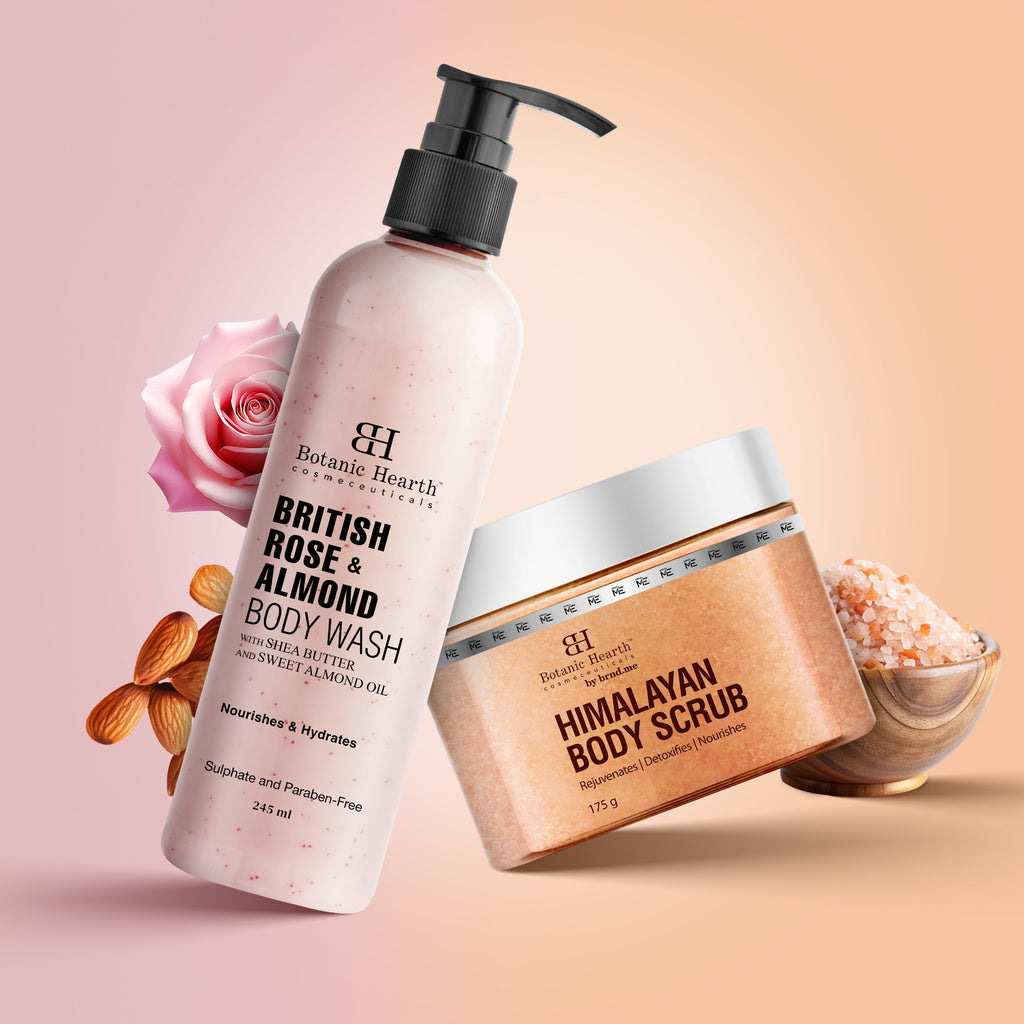 Botanic Hearth British Rose with Almond Bodywash & Himalayan Scrub