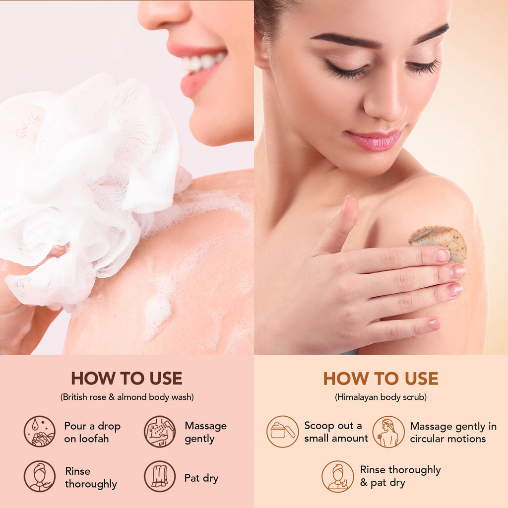 Botanic Hearth British Rose with Almond Bodywash & Himalayan Scrub