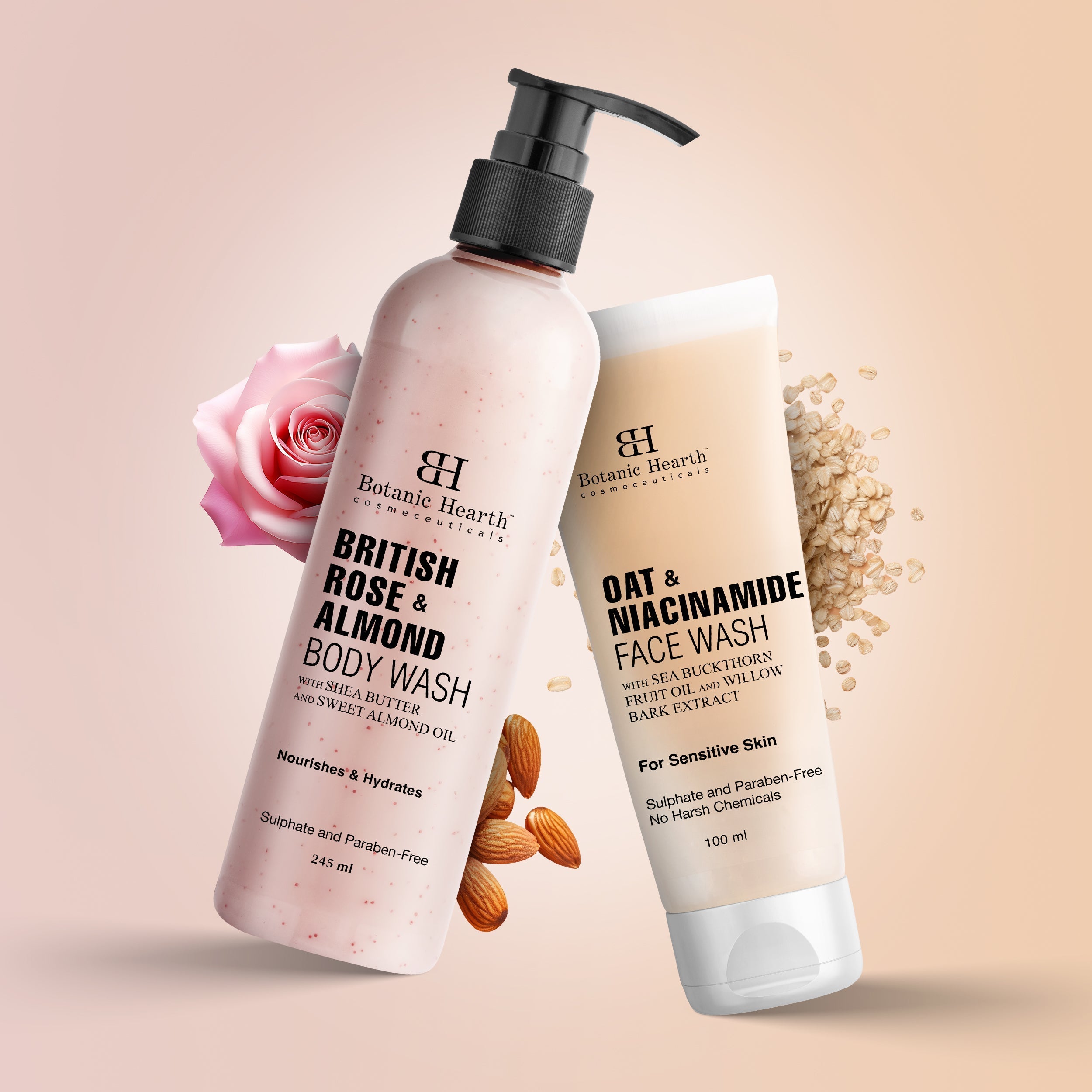 Botanic Hearth British Rose Body Wash with Oat Face Wash