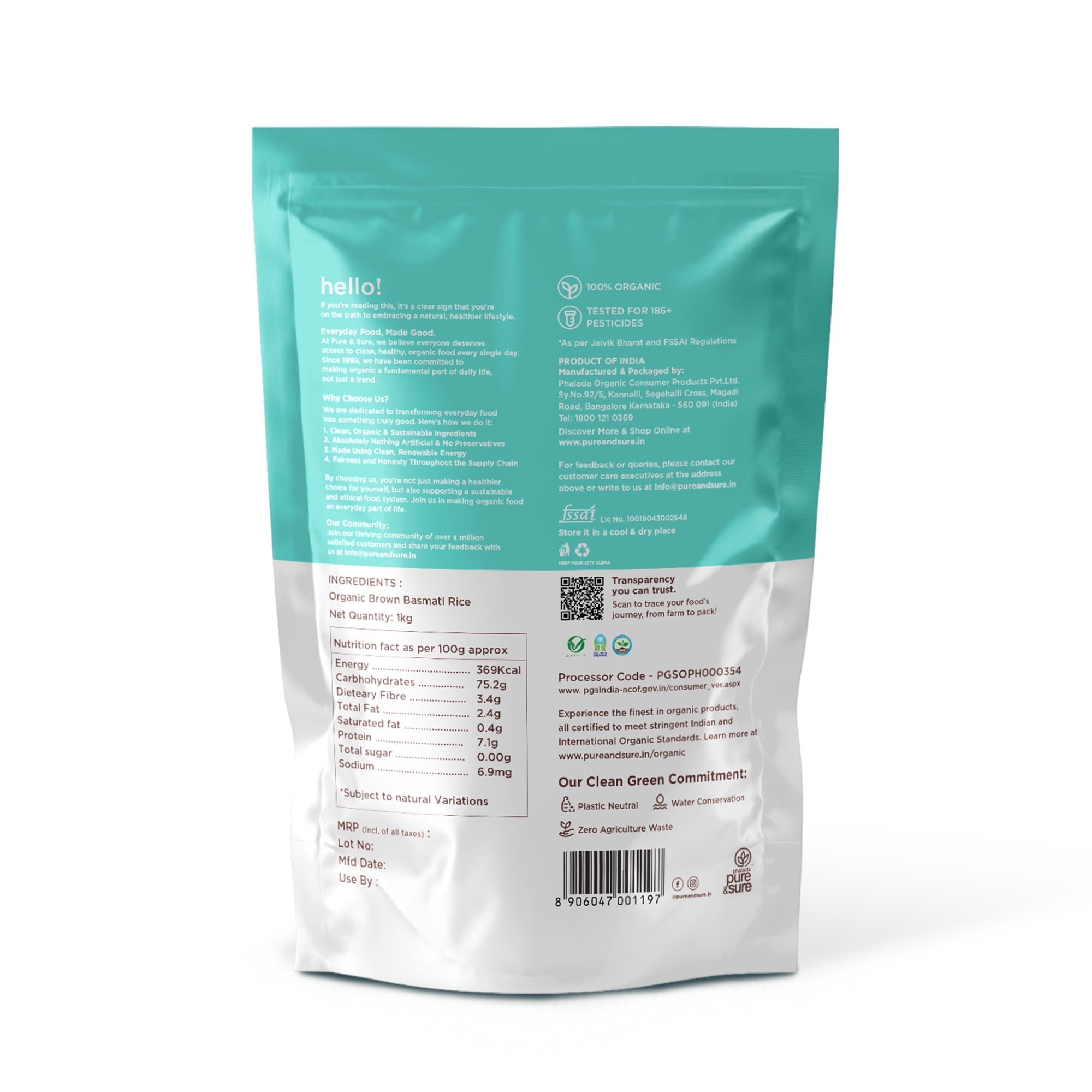 Pure & Sure Organic Basmati Rice - Brown - Distacart