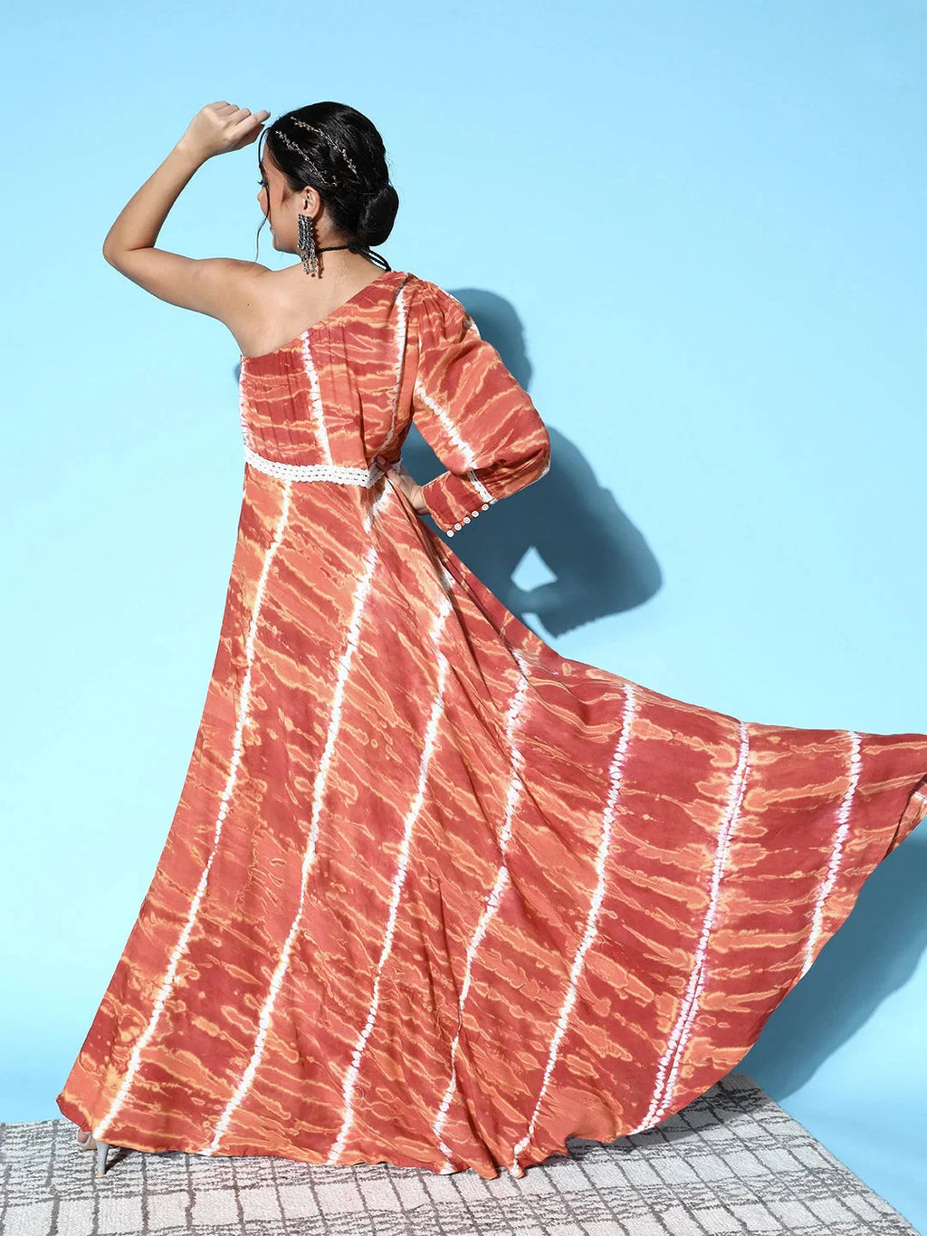 Yufta Brown One Shoulder Maxi Dress - Distacart