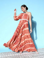 Yufta Brown One Shoulder Maxi Dress - Distacart