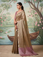 Anaita Brown Tissue Saree With Blouse - Distacart