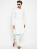 Even Apparels White Viscose Long Men's Kurta With Band Collar - Distacart