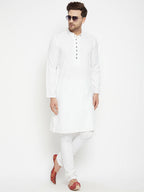 Even Apparels White Viscose Long Men's Kurta With Band Collar - Distacart