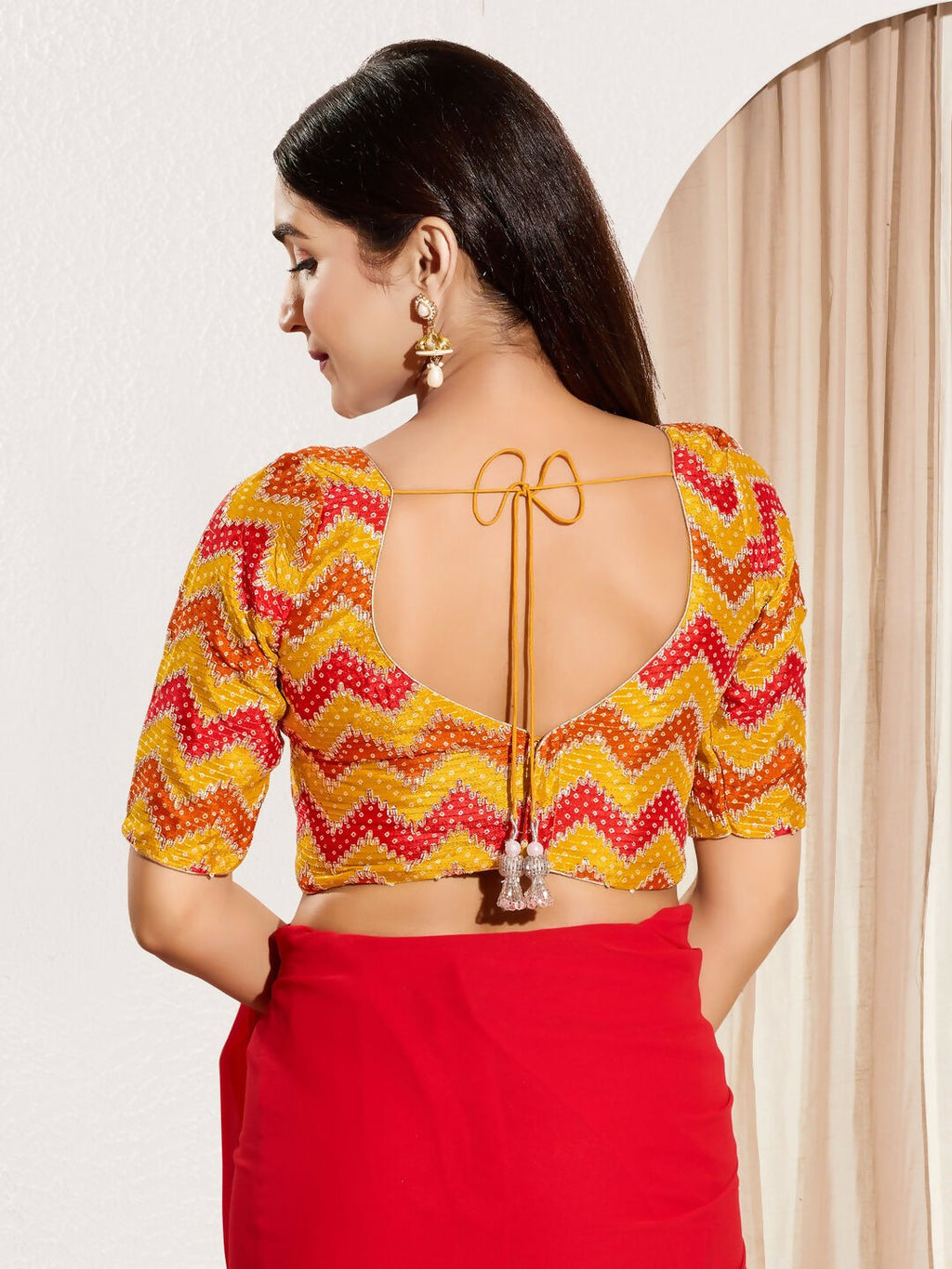 Joban Fashion Yellow Chiffon Padded Blouse With Square Neck Elbow Sleeves - Distacart