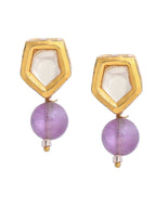 Ruby Raang Purple Amethyst Kundan Studs - Distacart