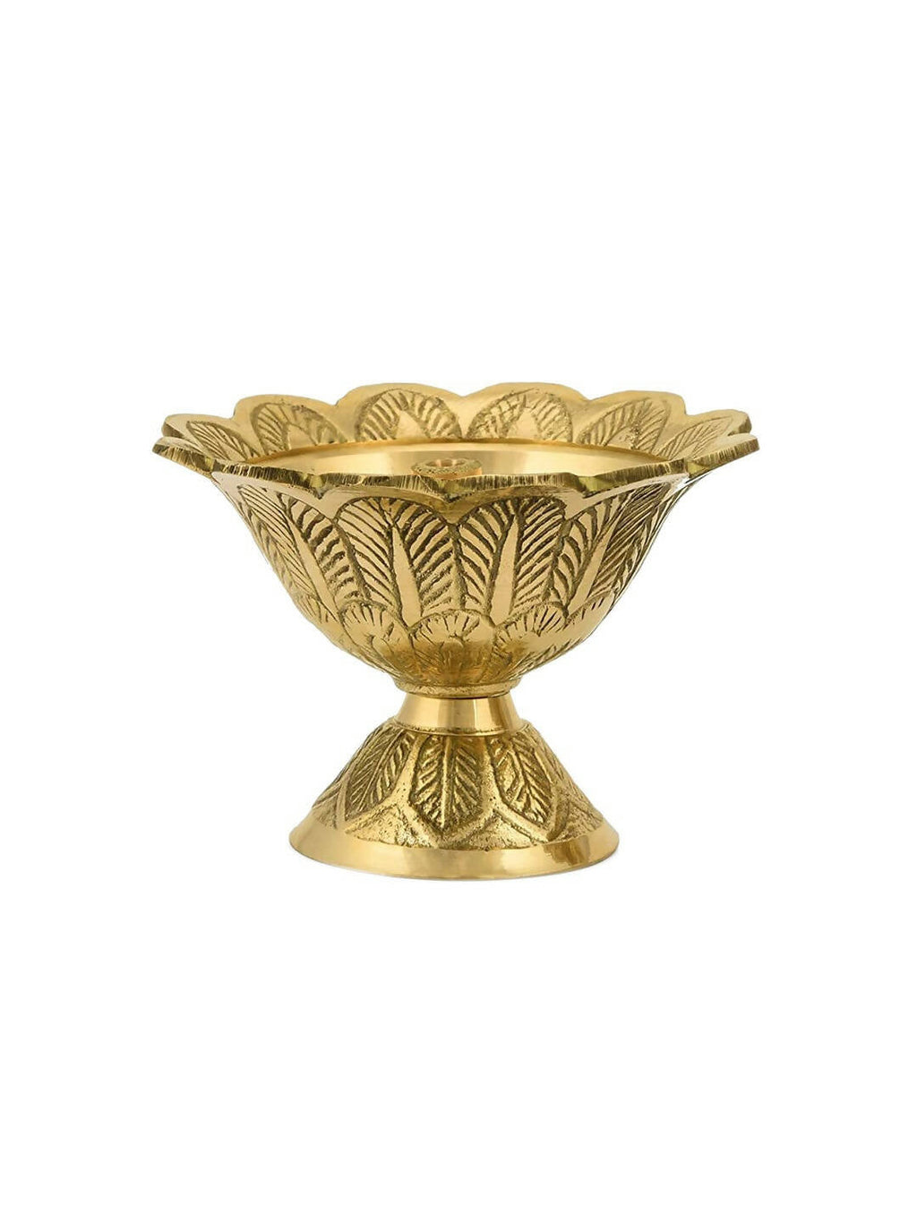 CraftVatika Gold-Toned Brass Engraved Diya