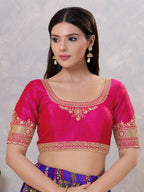 Joban Fashion Women Silk Dark-Pink Stitched Blouse