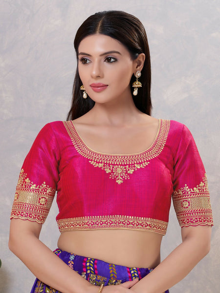 Joban Fashion Women Silk Dark-Pink Stitched Blouse