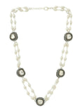 Rhodium Plated Kundan Necklace - Ruby Raang